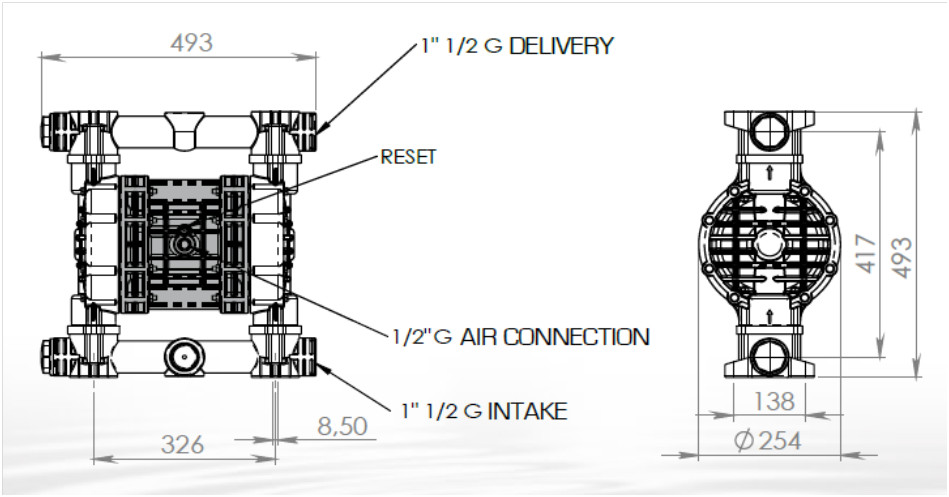 pompy membranowe boxer 502 wymiary